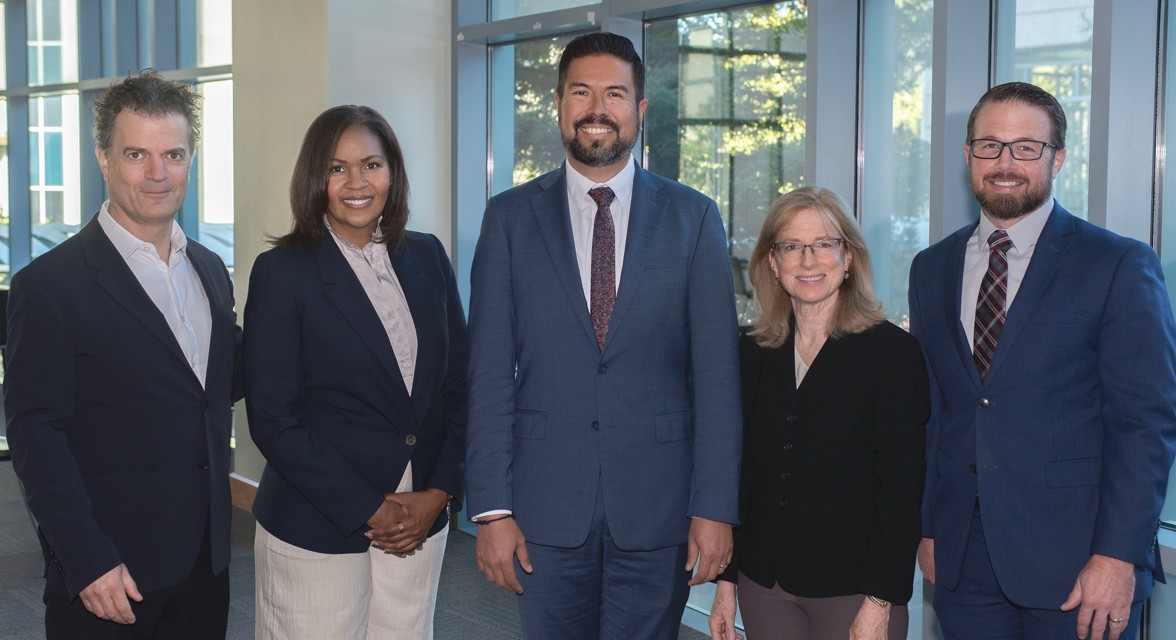 From left: Board Members Jared Blumenfeld and Nichole Morgan, Board Chair E. Joaquin Esquivel, Vice Chair Dorene D'Adamo, and Board Member Sean Maguire