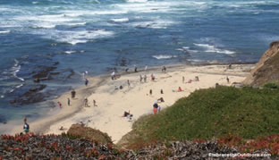 People recreating on Fitzgerald Marine Reserve Beach