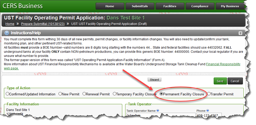 Screenshot of Previously Closed but Unreported Underground Storage Tanks