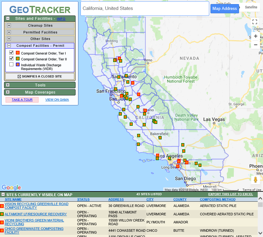 Compost Facility Location Map