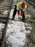 Preproduction plastic pellets spilled during rail car loading