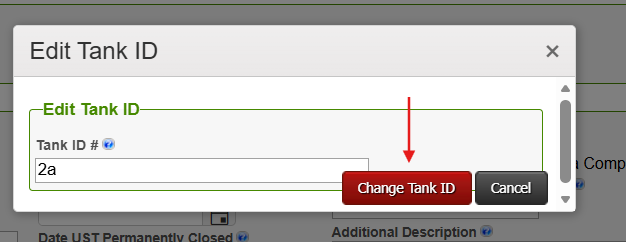 Screenshot of UST Submittal Element in CERS showing Edit Tank ID screen